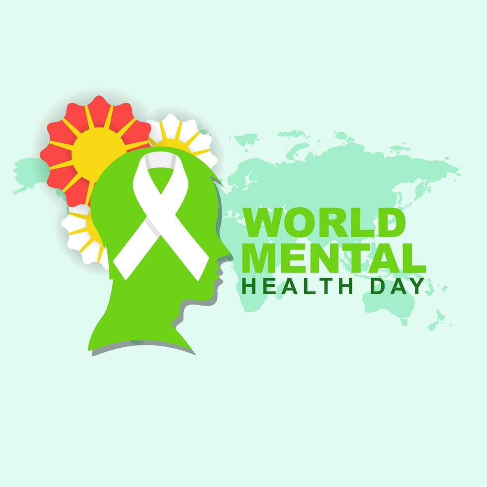 World Mental Health Day is celebrated every year on October 10. Vector illustration