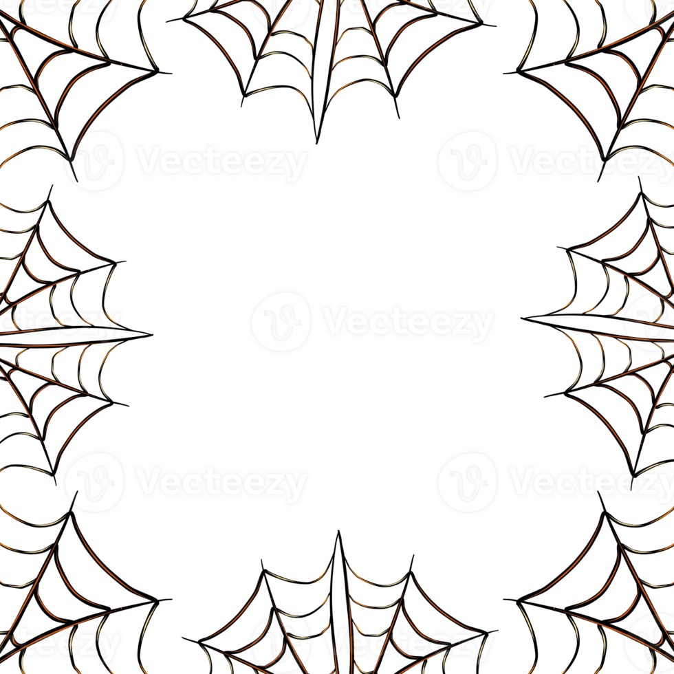 Frame made of black Halloween web corners and circles. png