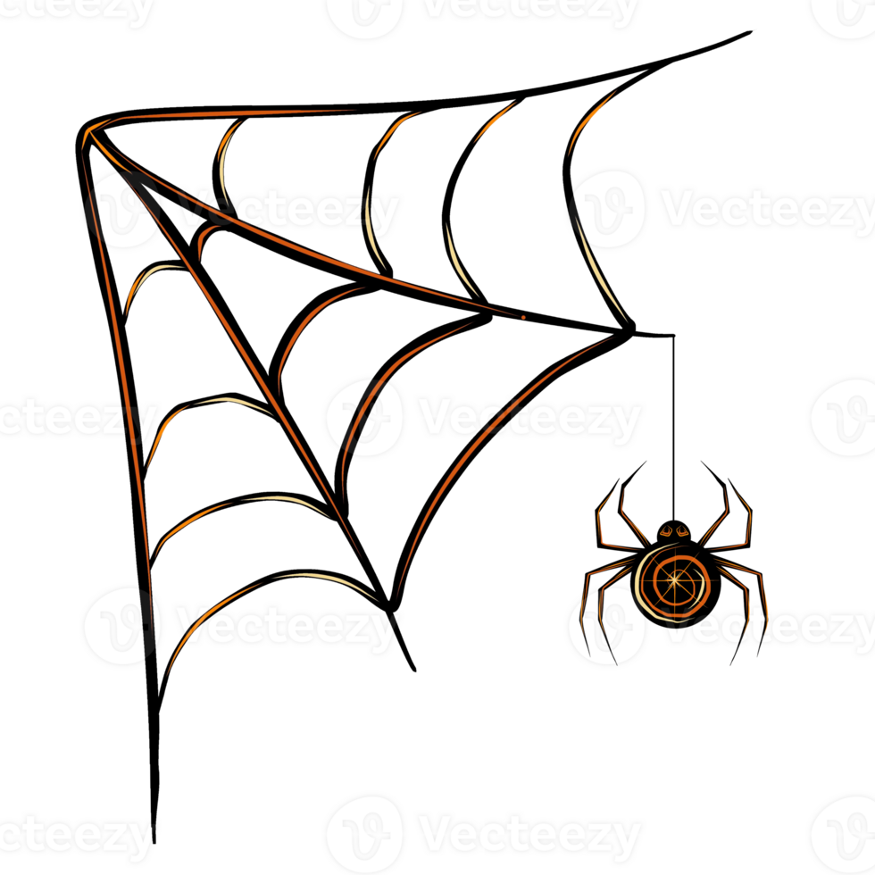 Halloween Spinne auf das Netz schwarz. png Illustration zum Halloween