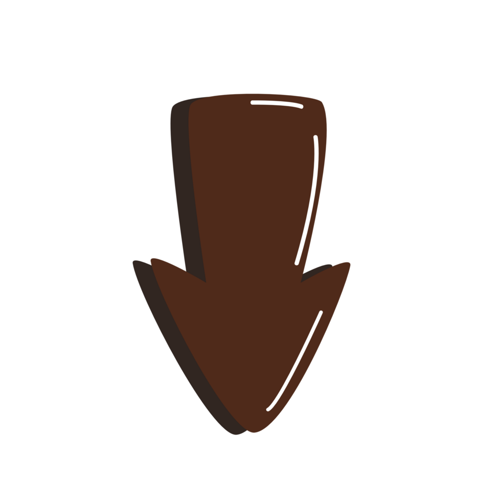 a chocolate arrow pointing down png