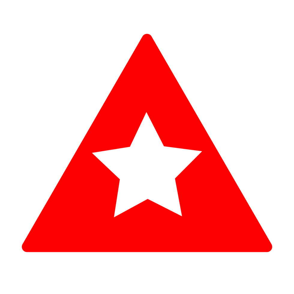 Red Triangle with Star on a Transparent Background png