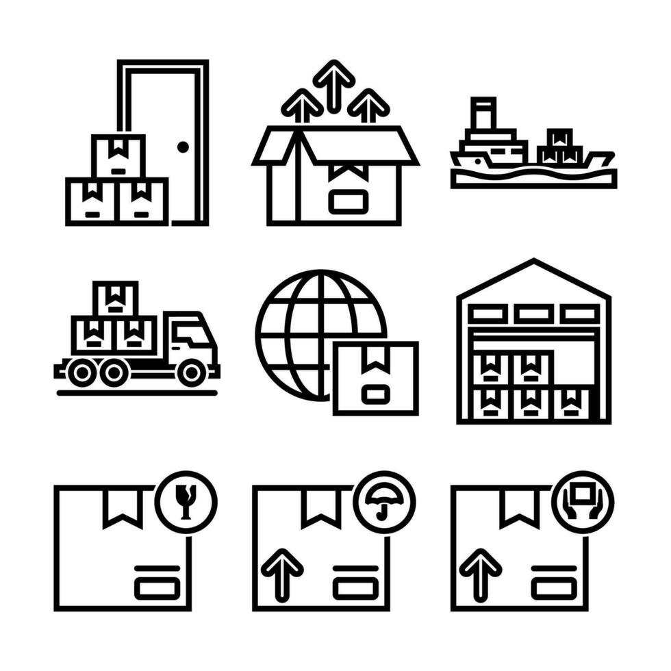 Shipping Delivery and Logistic Line Vector Elements Icons