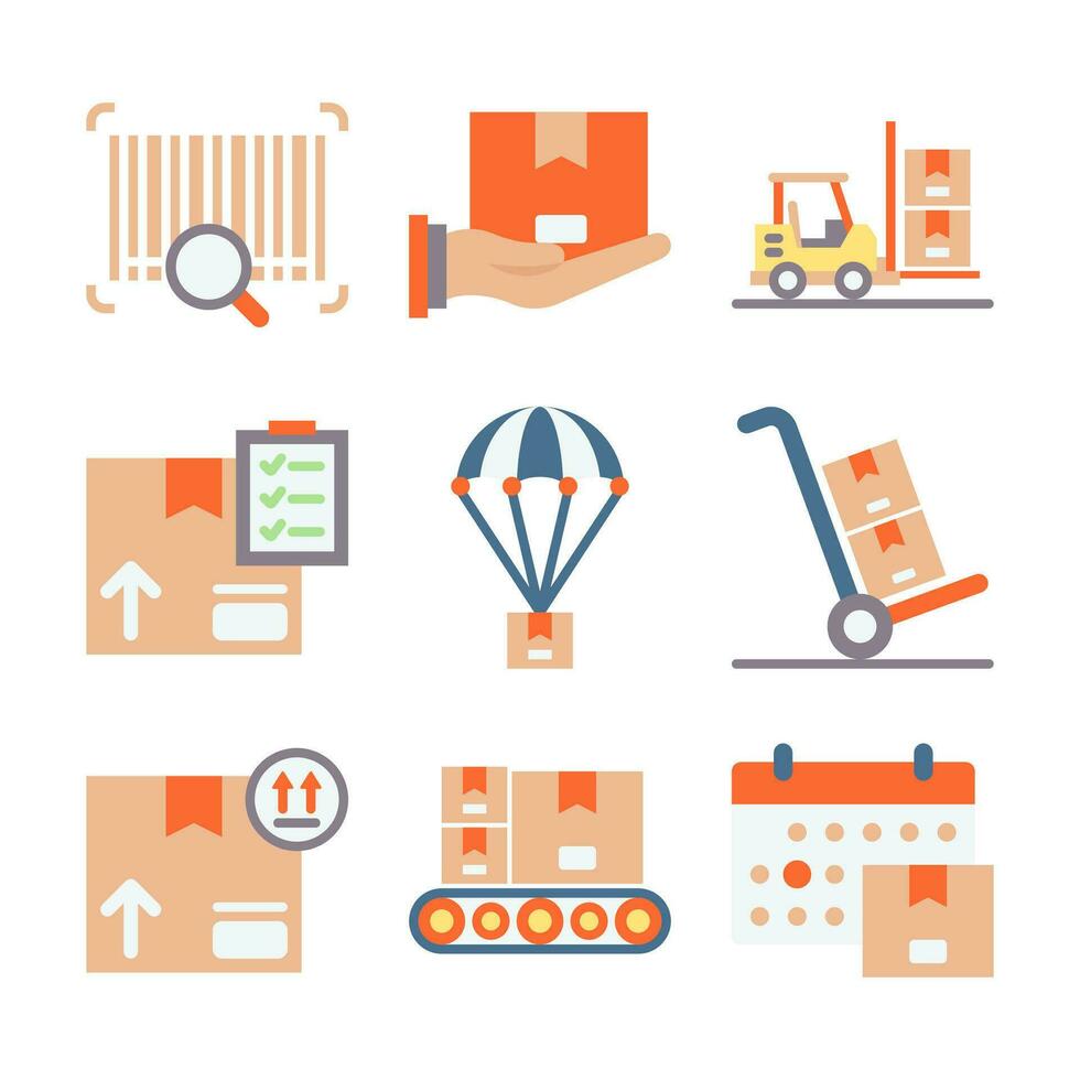 Shipping Delivery and Logistic Color Vector Elements Icons