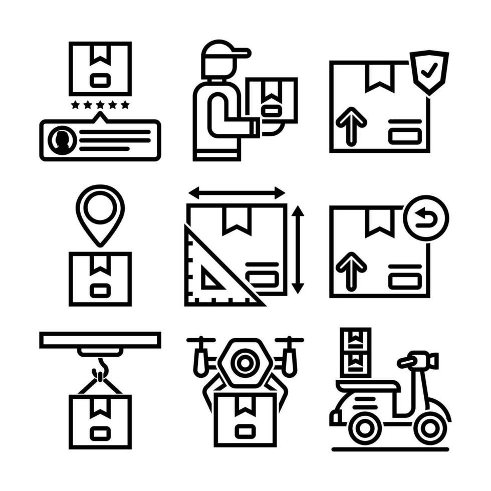 Shipping Delivery and Logistic Line Vector Elements Icons
