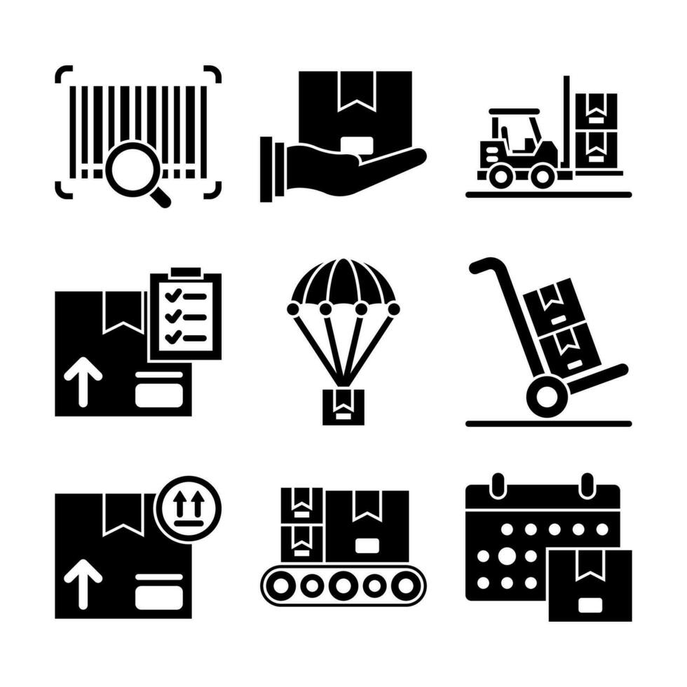 Shipping Delivery and Logistic Glyph Vector Elements Icons