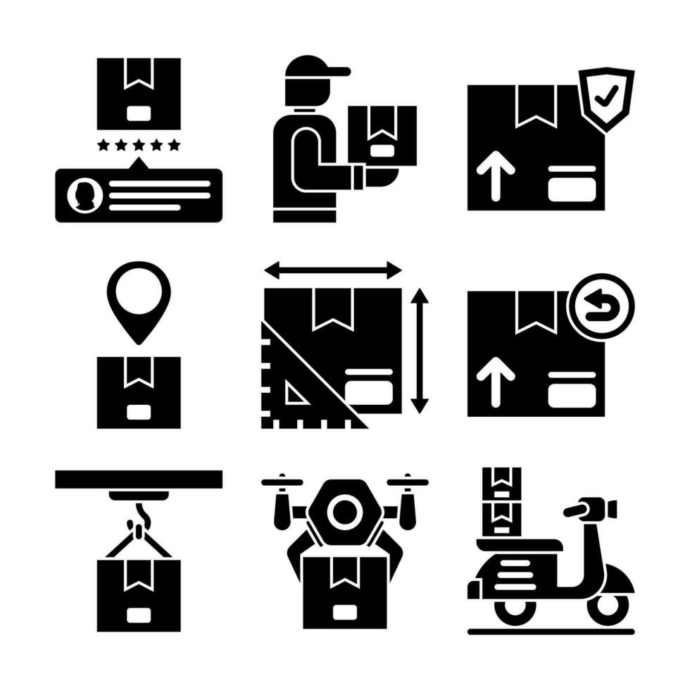 Shipping Delivery and Logistic Glyph Vector Elements Icons