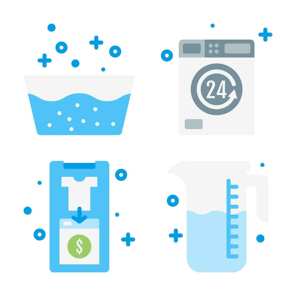 Laundry Service Color Icon Collection vector