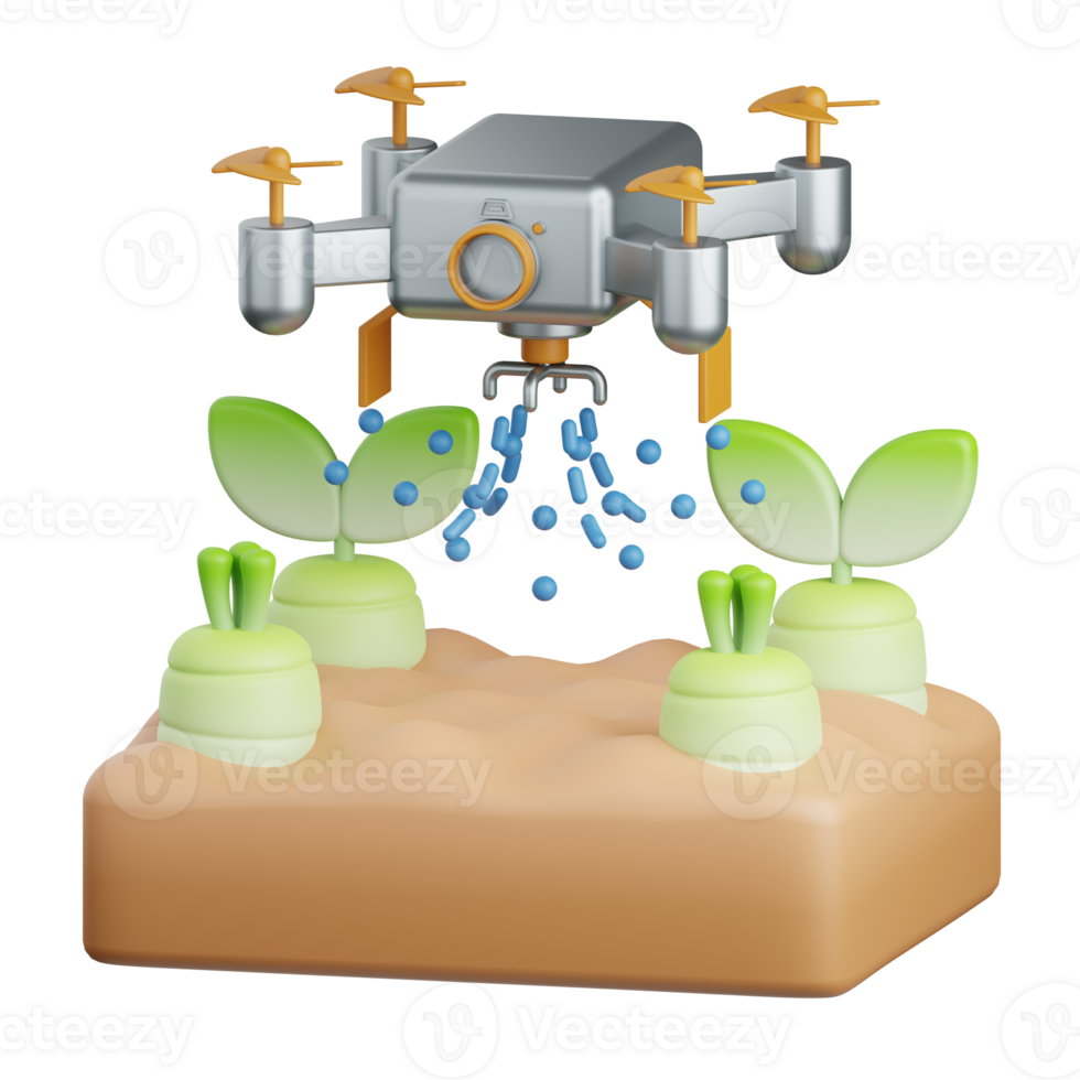 3d rendering drone isolated useful for agriculture, technology, smart farm and innovation design png