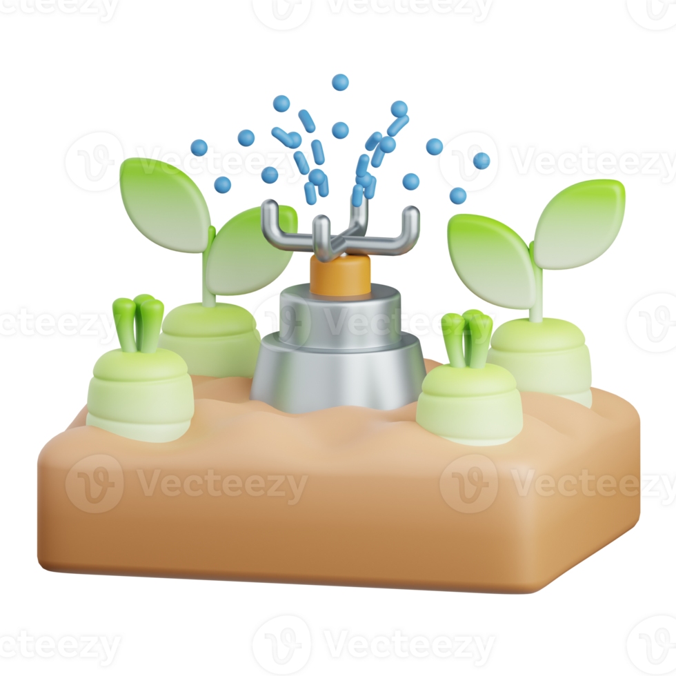 3d rendering sprinkler isolated useful for agriculture, technology, smart farm and innovation design element png