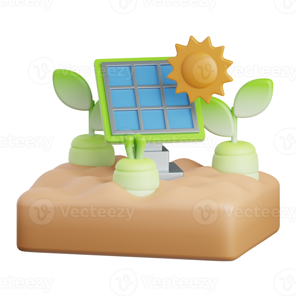 3d rendering solar panel isolated useful for agriculture, technology, smart farm and innovation design element png