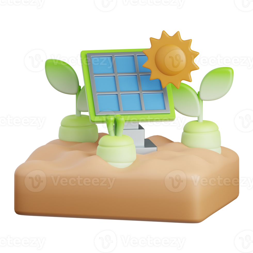 3d Rendern Solar- Panel isoliert nützlich zum Landwirtschaft, Technologie, Clever Bauernhof und Innovation Design Element png