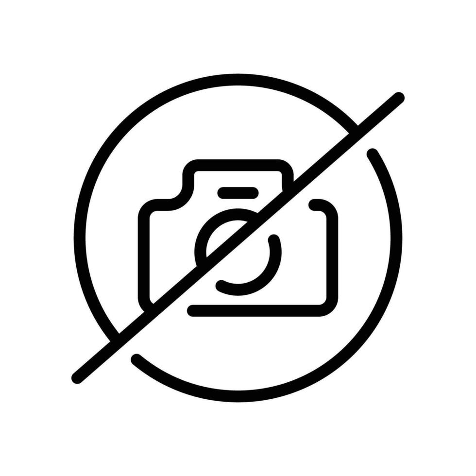 No Pictures Allowed Icon Restriction of taking photos symbol Forbidden sign with camera sign No picture taking no photo logo Vector illustration design on white Background EPS 10