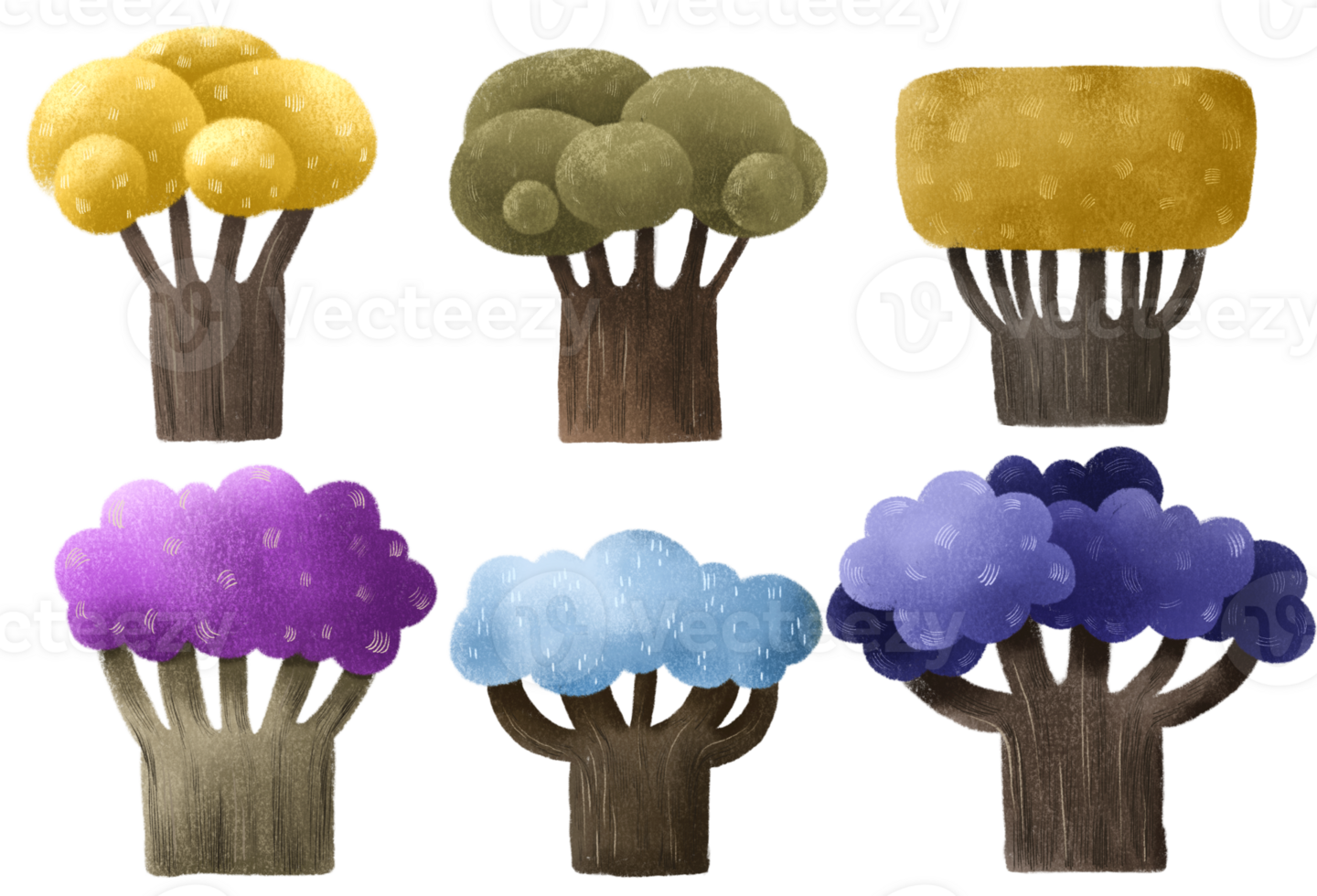 Colorful Trees Clipart Isolated Landscape Element Hand Painted Design colorful-trees-clipart-isolated-landscape-element-hand-painted-design