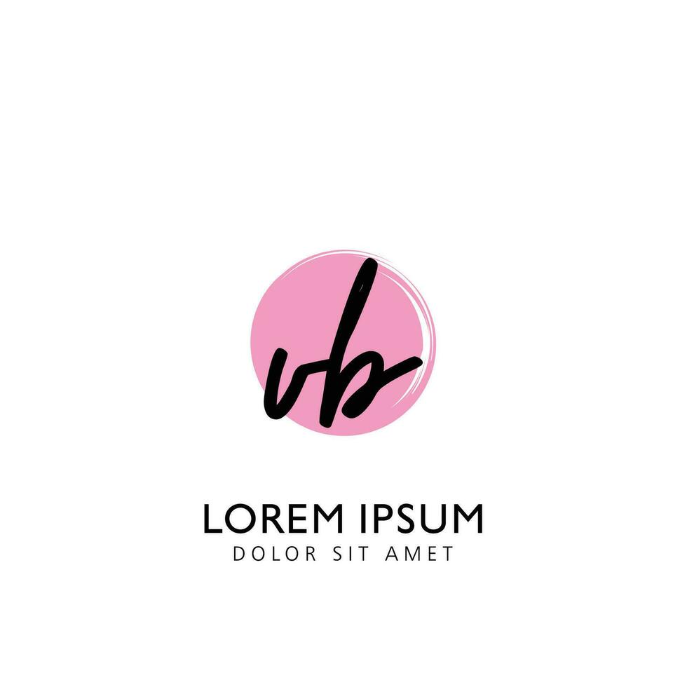 VB Initial Handwriting Circle Brush Template Design vector