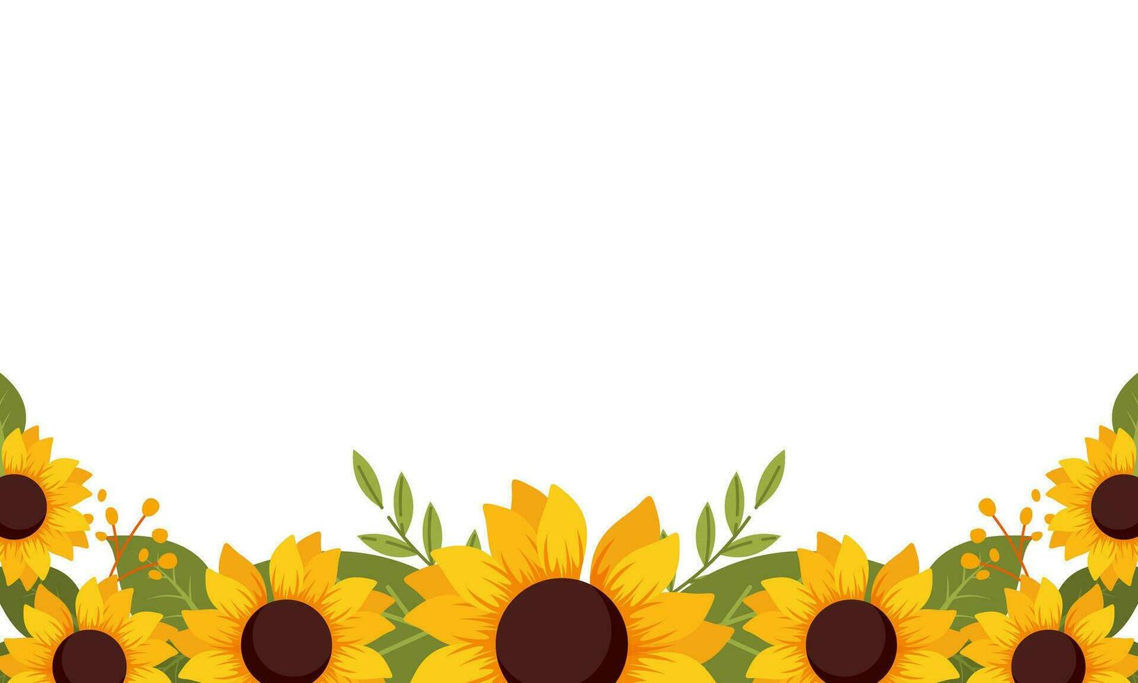 Hand Drawn Natural Sunflower Border Frame Vector