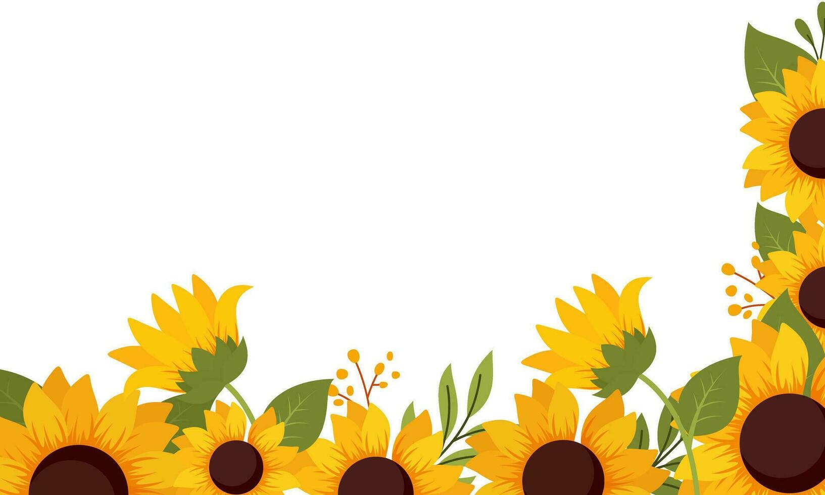 Hand Drawn Natural Sunflower Border Frame Vector