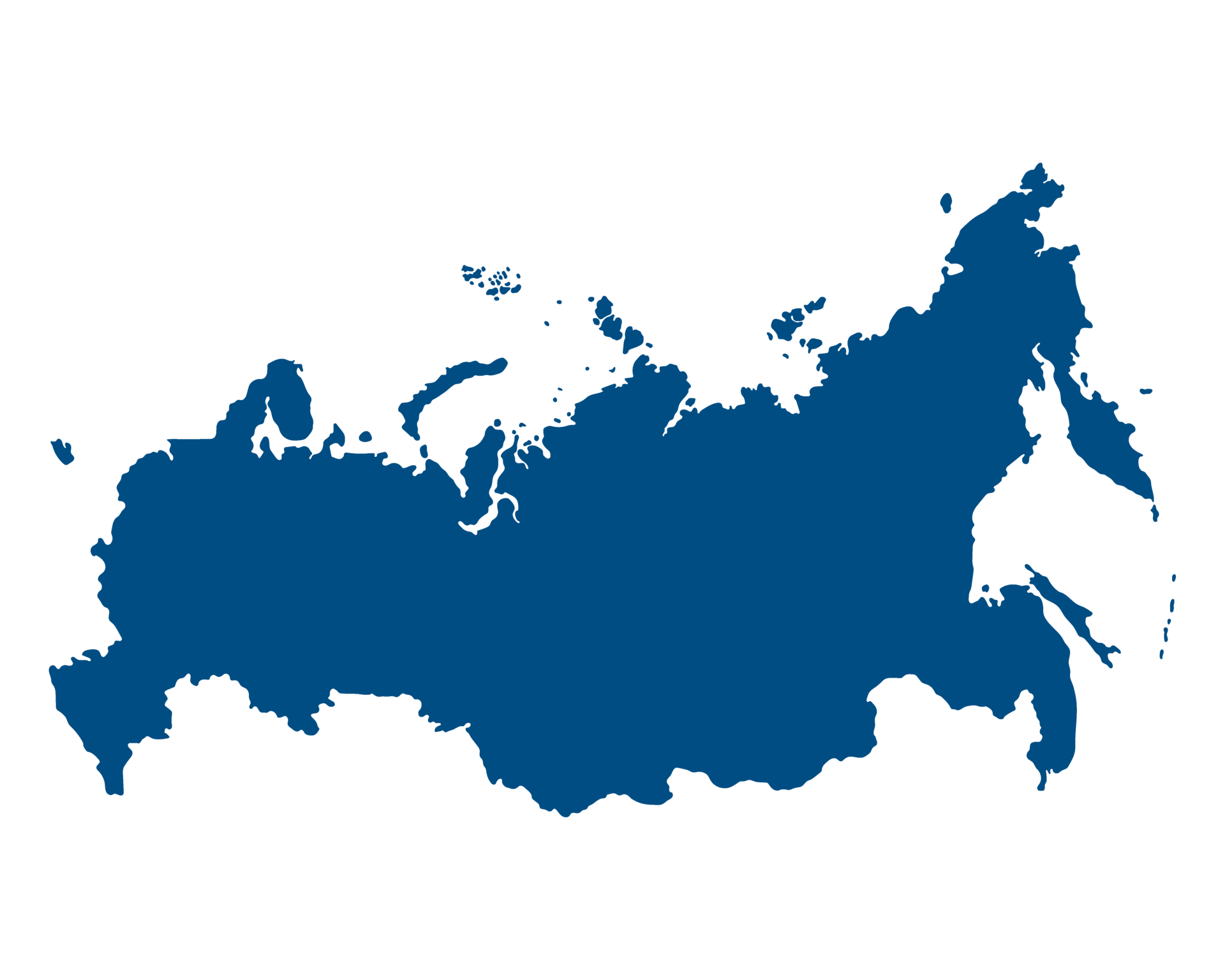 Russia map in blue color. Map of Russia in administrative regions