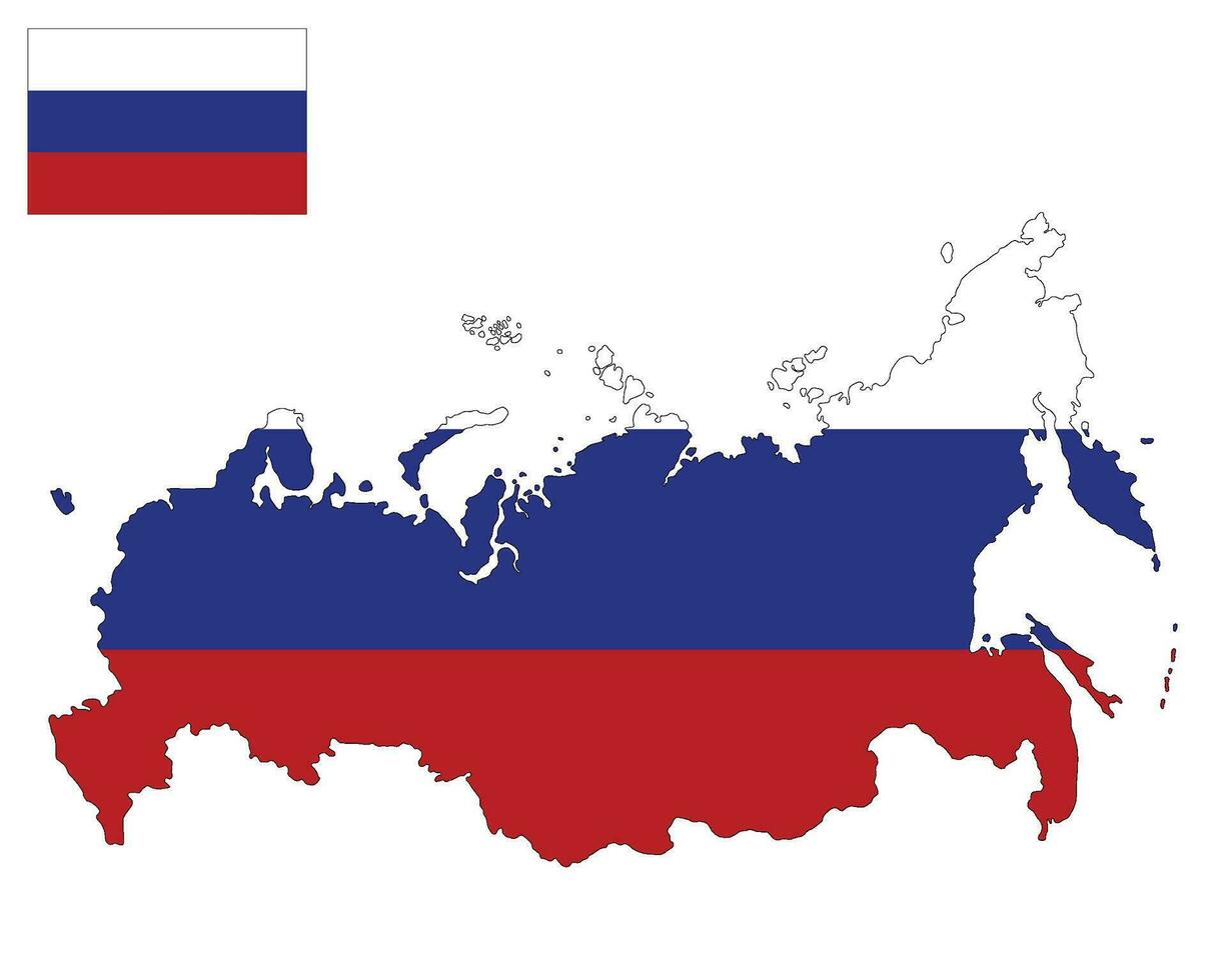 Russia map with Russian flag. Map of Russia. vector