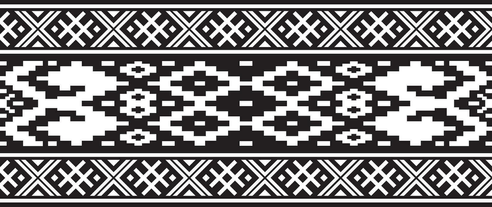 Vector  monochrome seamless Belarusian national ornament. Ethnic endless black border, Slavic peoples frame