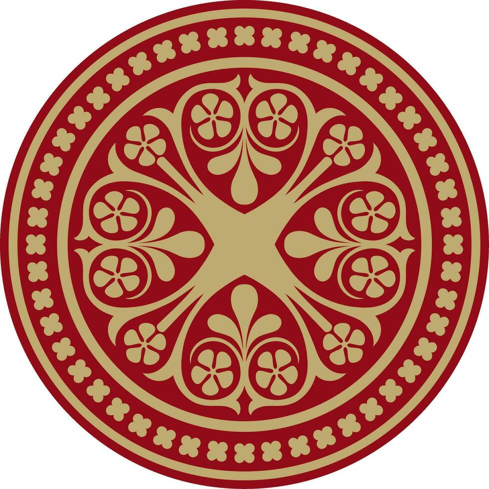Vector red and black colored round ornament of ancient Greece. Classic circle pattern of the Roman Empire