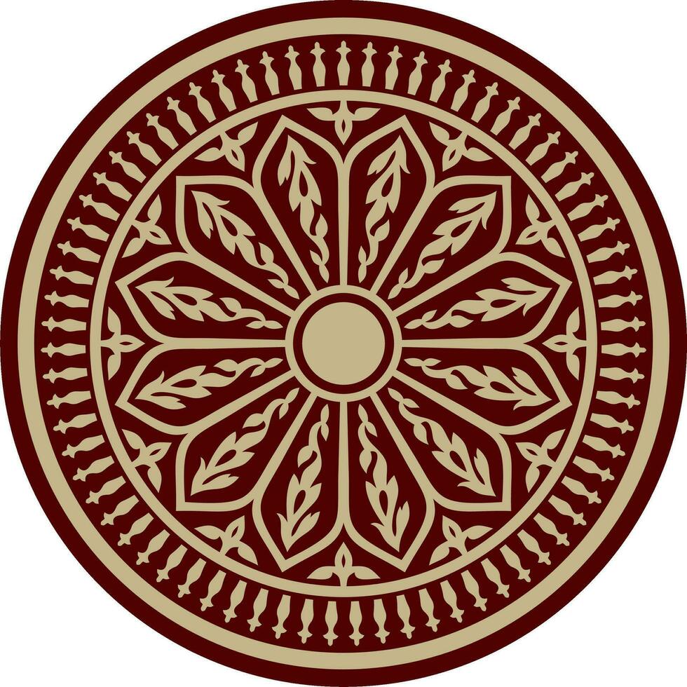 Vector red and black arabic national round ornament. Ethnic circle, eastern and african peoples of asia, persia, iran, iraq, syria