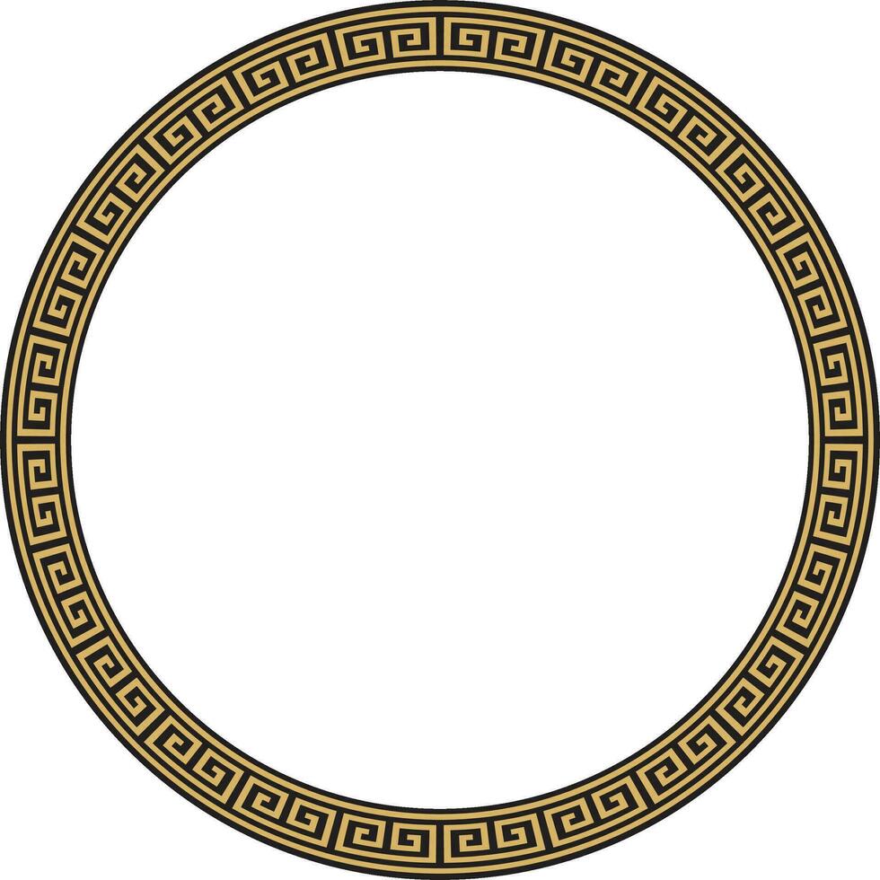 vector redondo dorado y negro clásico marco. griego meandro. patrones de Grecia y antiguo Roma. circulo europeo frontera