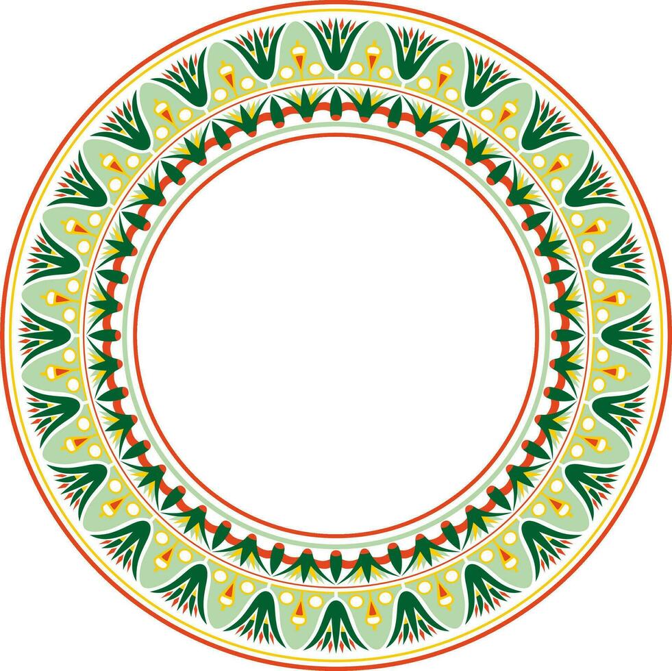 Vector ancient colored Egyptian round ornament. Endless national ethnic border, frame, ring