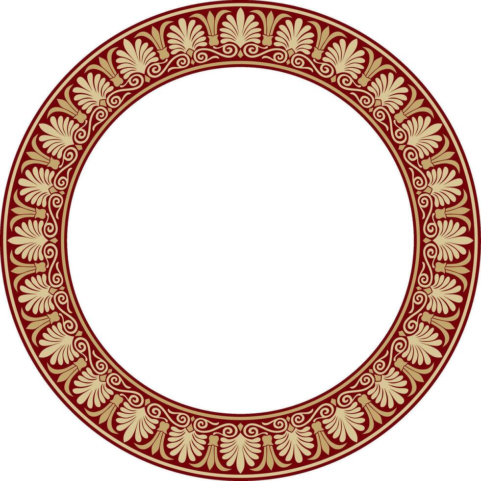 vector oro y rojo redondo clásico griego ornamento. europeo ornamento. borde, marco, círculo, anillo antiguo Grecia, romano imperio..