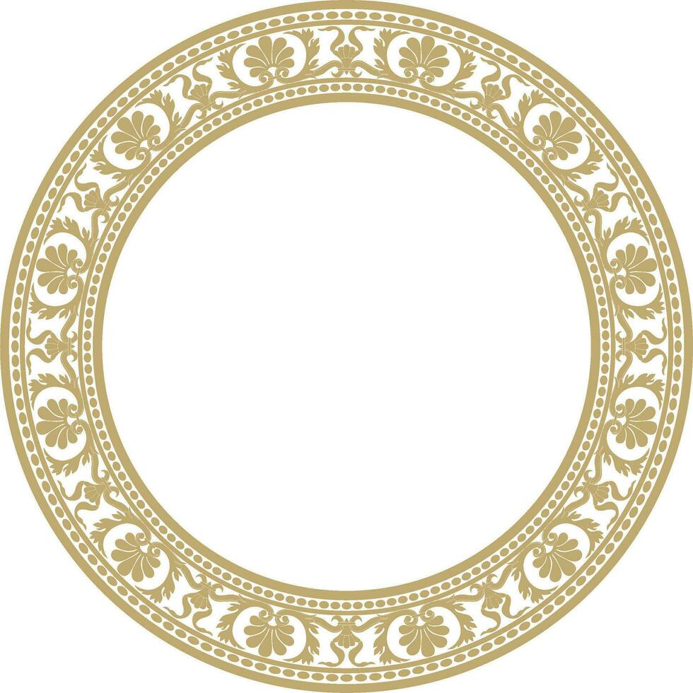Vector gold round classic renaissance ornament. Circle, ring european border, revival style frame