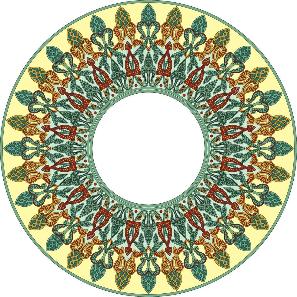 vector de colores redondo oriental ornamento. Arábica estampado circulo de irán, Irak, pavo, Siria. persa marco, frontera