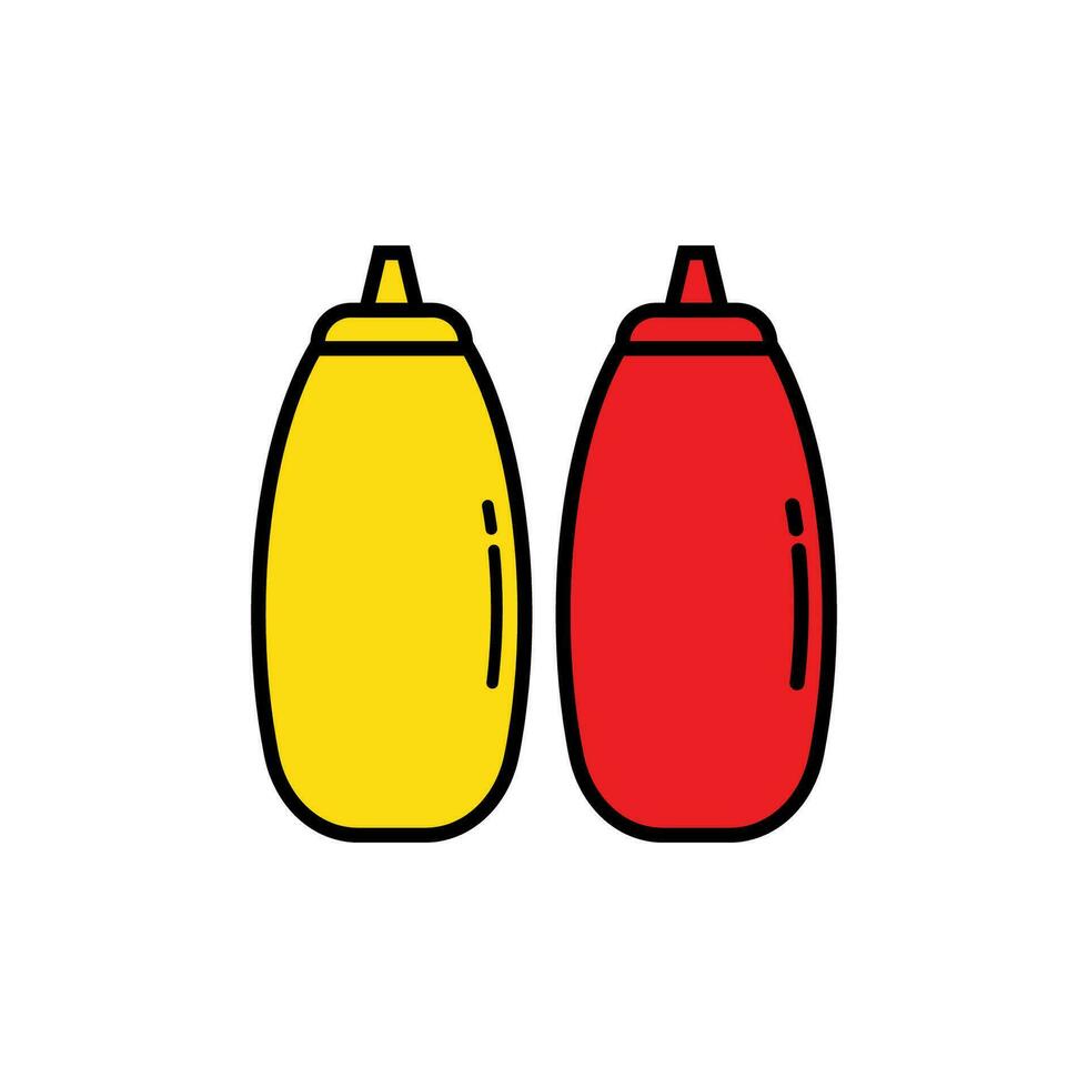 Mayonnaise and Hot Sauce flat design. Vector illustration