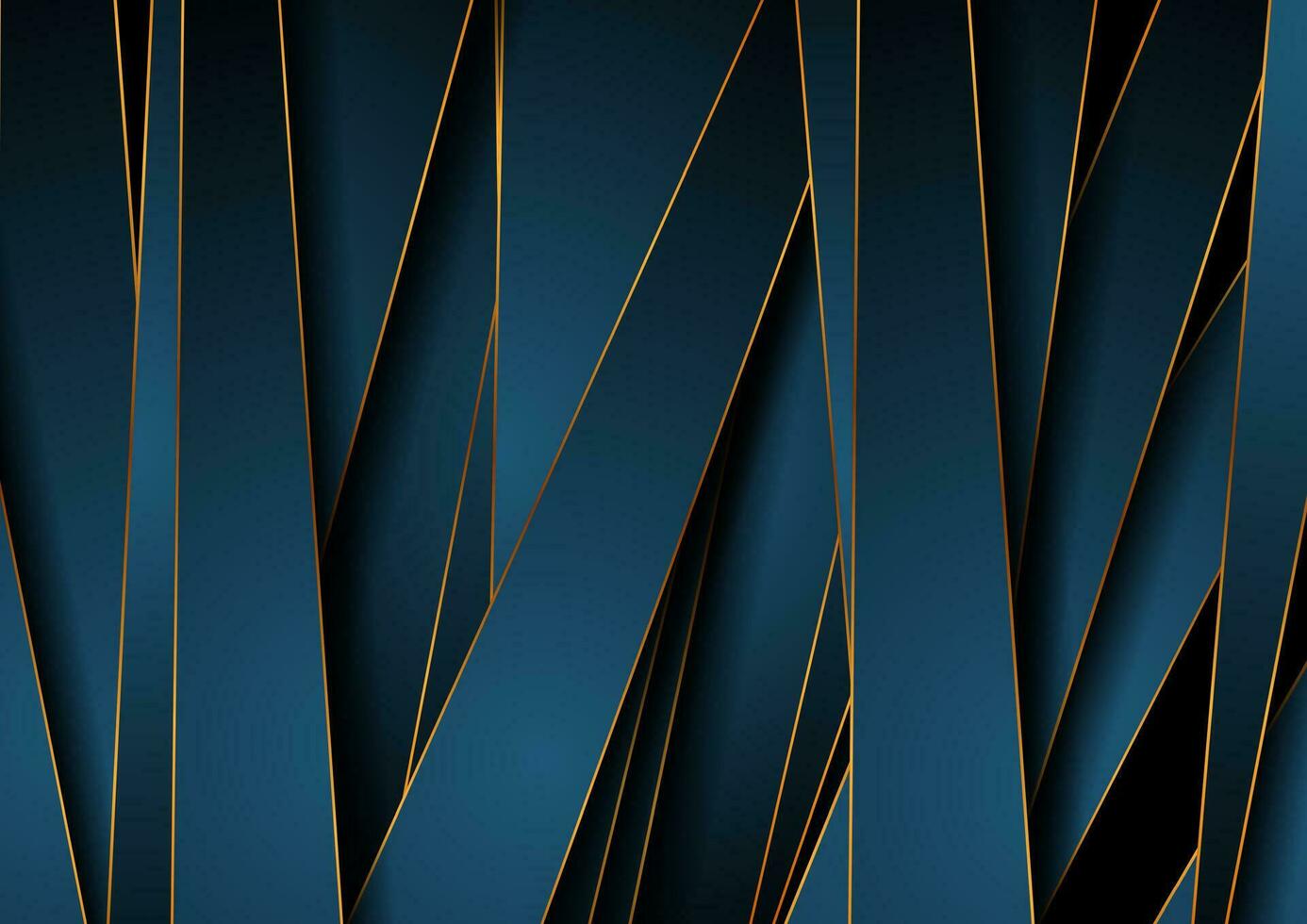 Dark blue and golden abstract tech geometric background vector