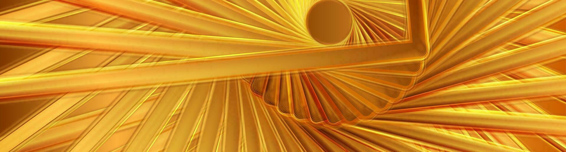 Golden glossy stripes abstract round geometric background vector