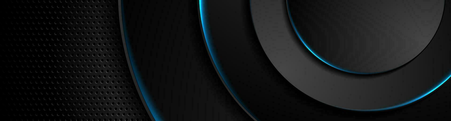 Futuristic technology background with blue neon circles vector