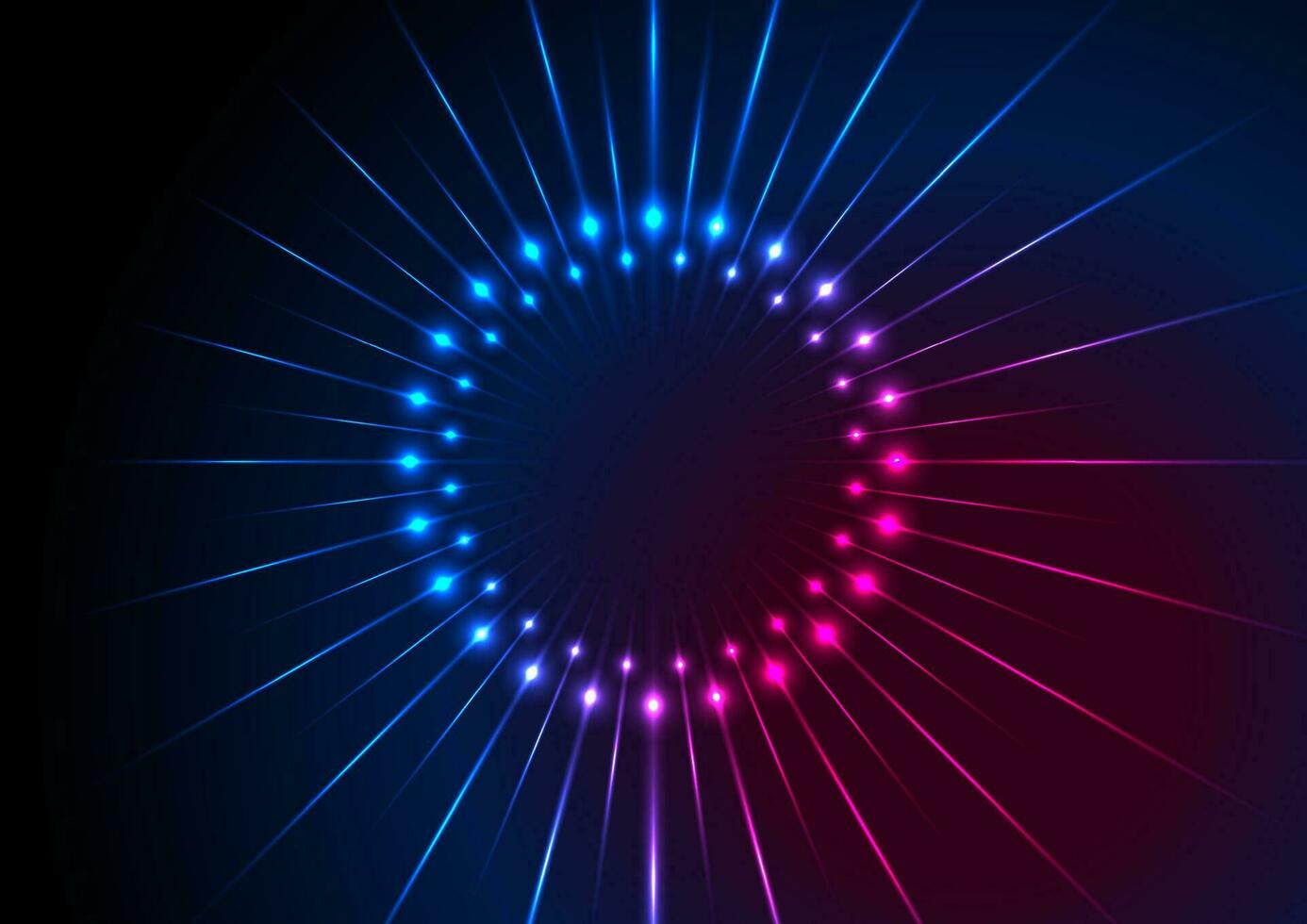 Blue purple neon glowing star rays abstract background vector