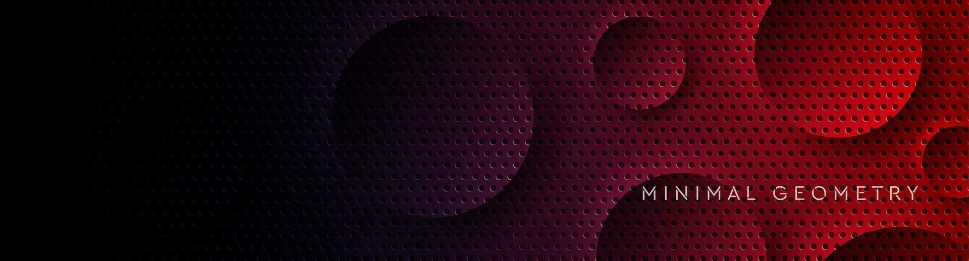 Tech dark red perforated background with glossy circles vector