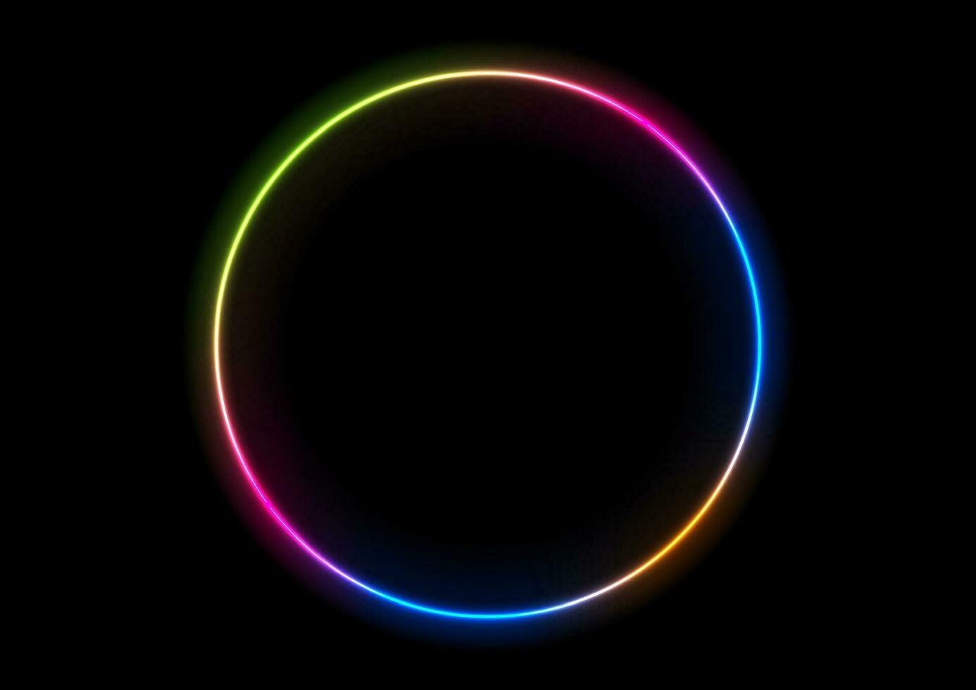 Multicolored neon glowing ring circle abstract design vector