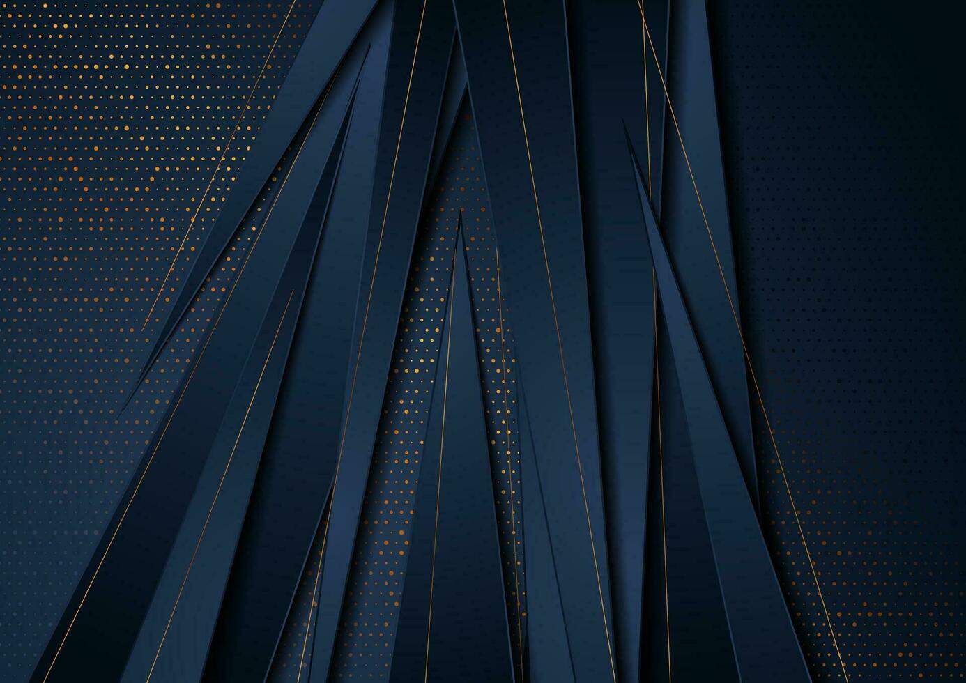 Dark blue and golden abstract tech geometric background vector