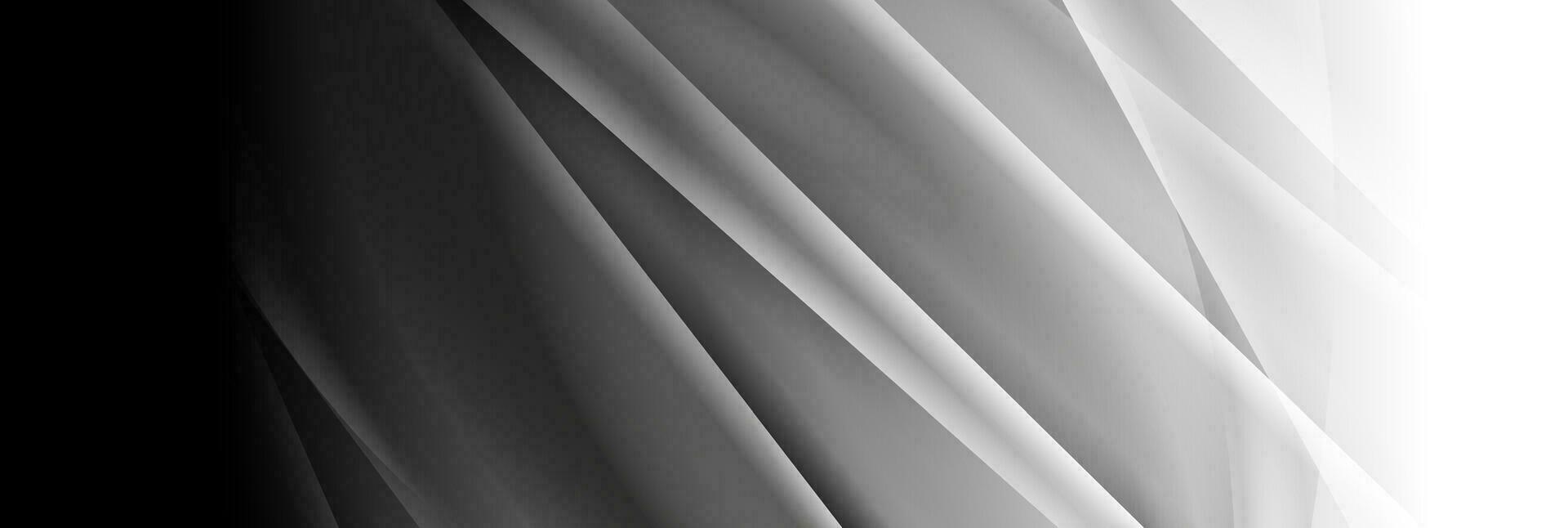 Black and white glossy stripes and waves abstract background vector