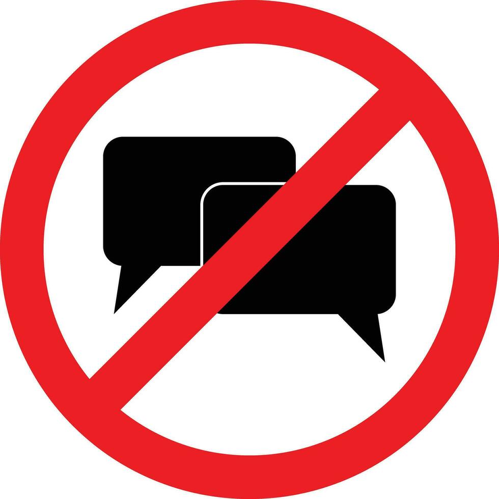 No talking sign . Stop talking sign . No chat icon . Vector illustration