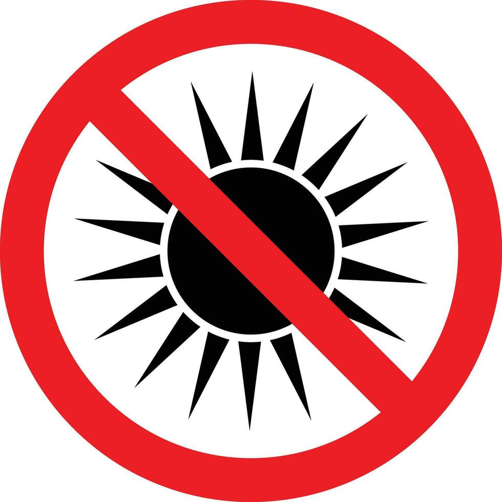 No sun sign vector isolated on white background . Sun prohibition sign