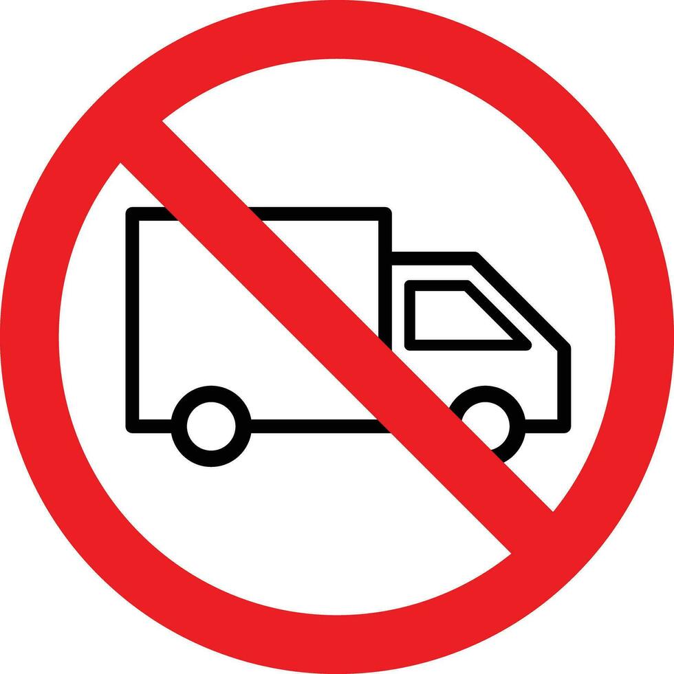 No truck sign . Truck prohibition sign vector isolated on white background