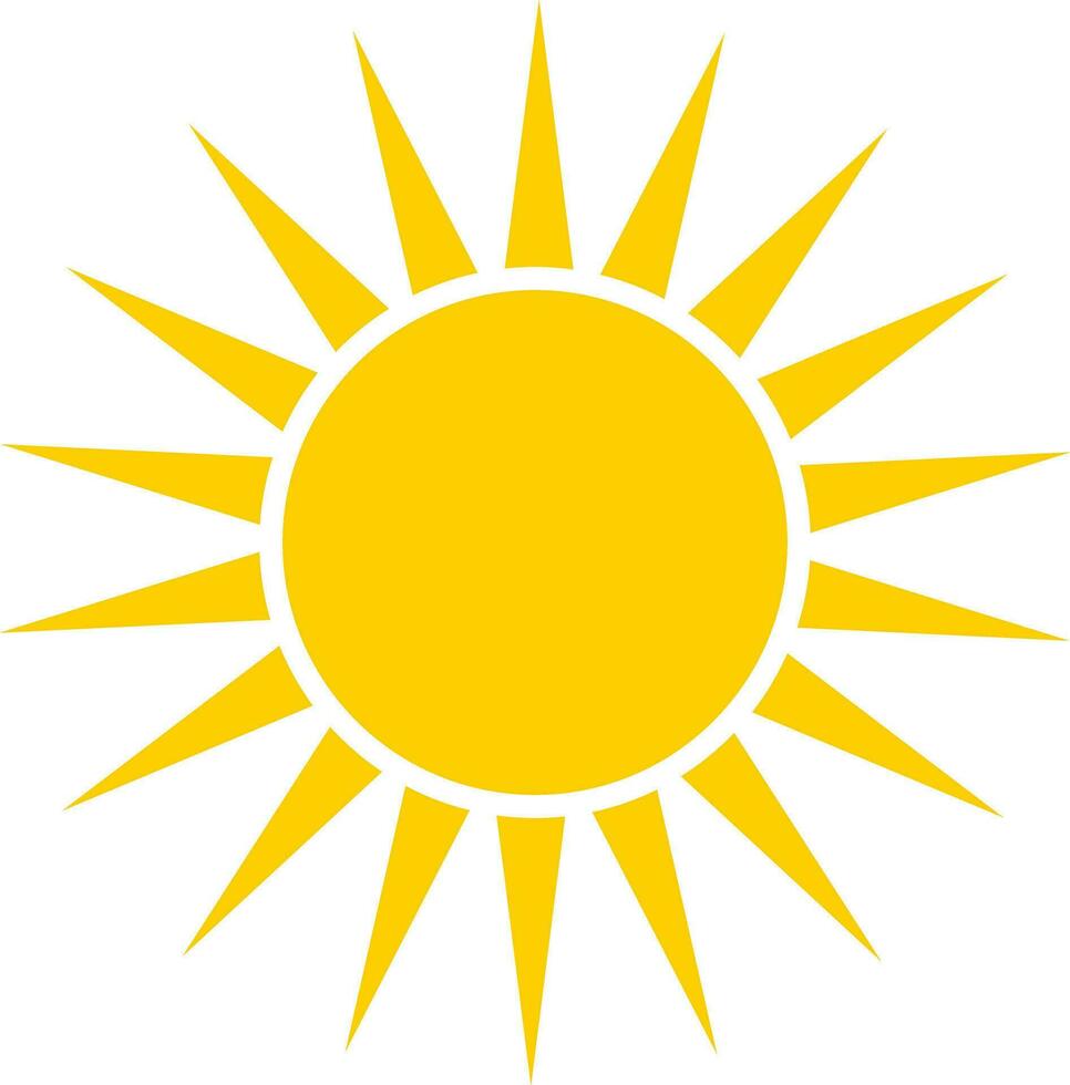 Yellow sun icon in trendy style isolated on white background . Vector illustration