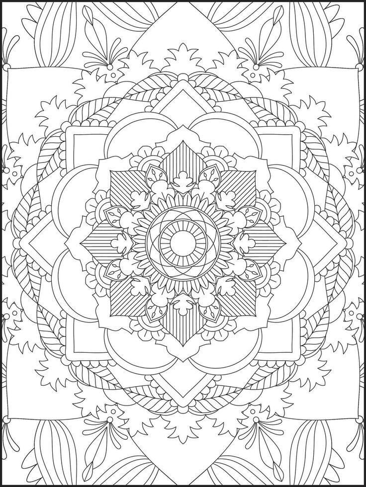 Ornamental mandala adult coloring book page. coloring page. Kids Coloring pages. Coloring Page For Adults. Mandala vector