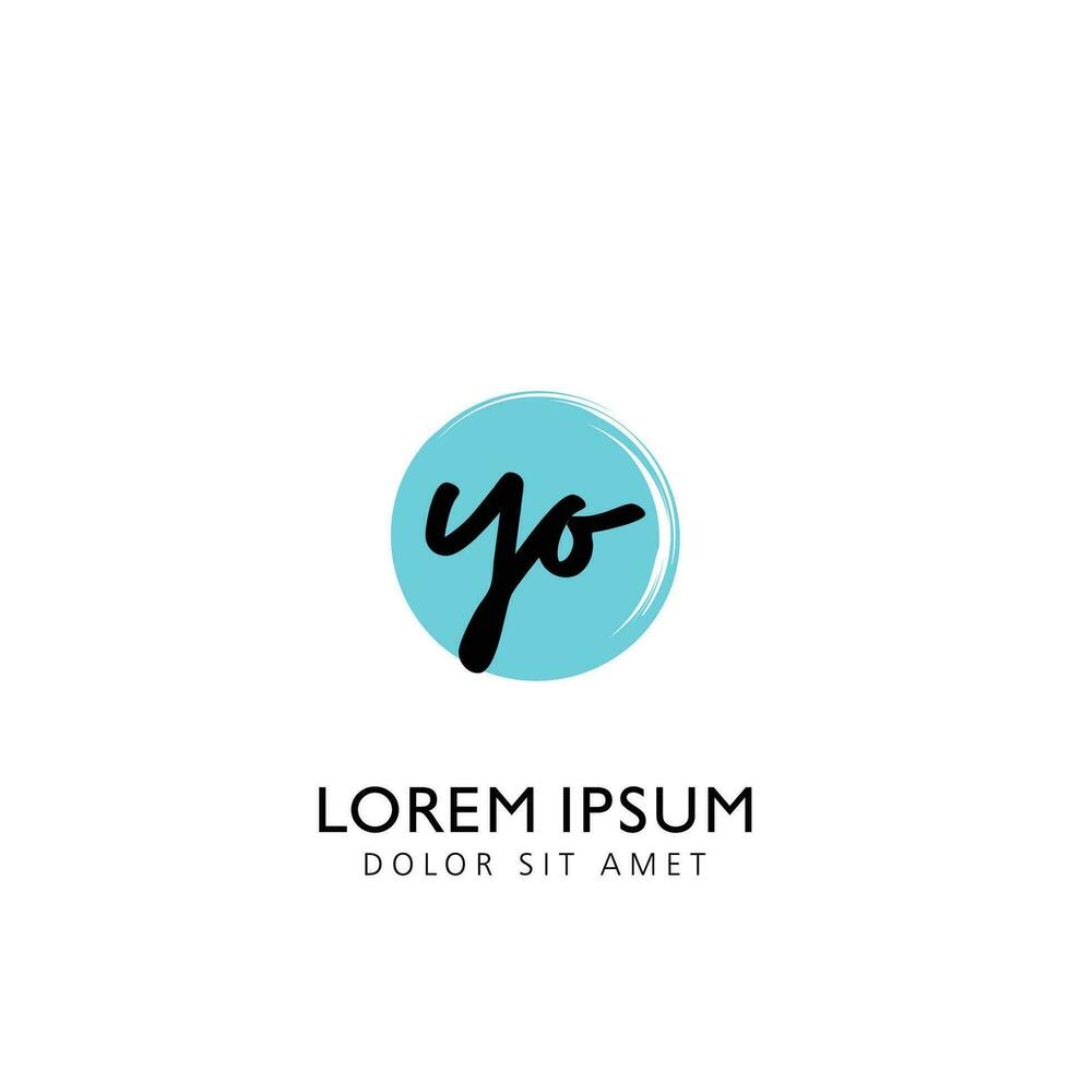 YO Initial Handwriting Circle Brush Template Design vector