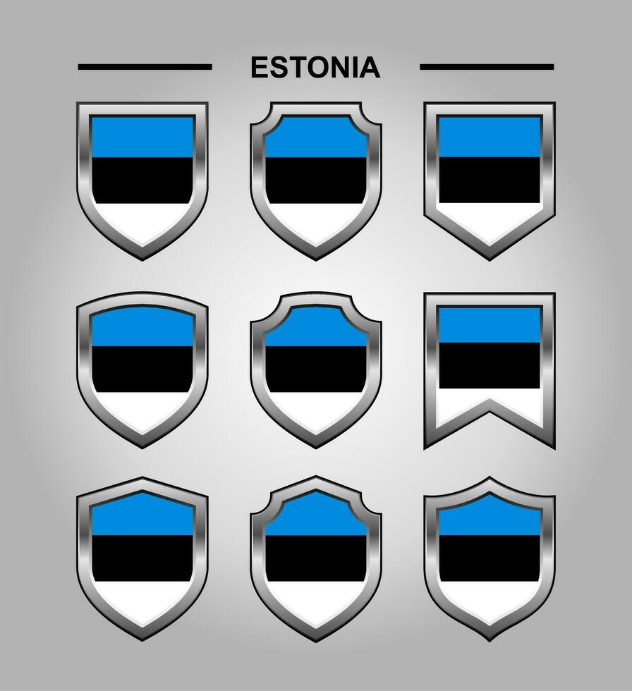 Estonia National Emblems Flag with Luxury Shield vector