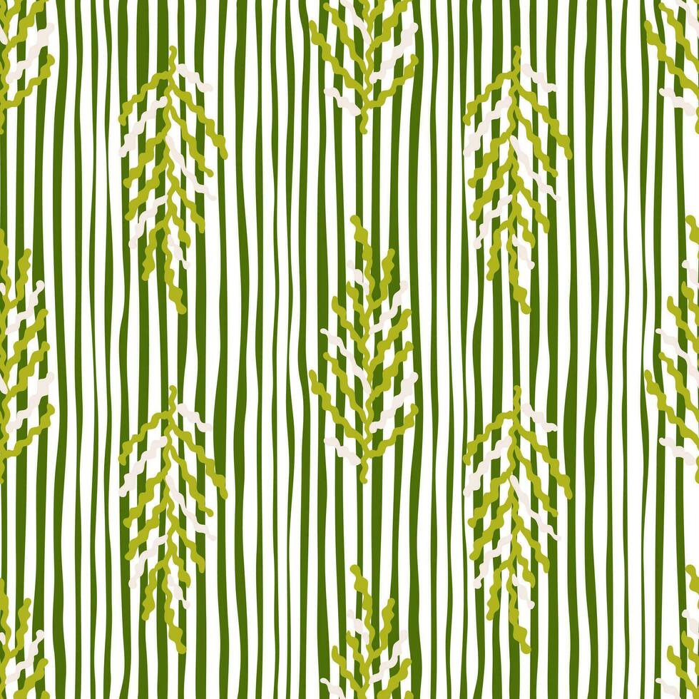 Abstract seaweed backdrop. Organic fern leaves seamless pattern. Simple style botanical background. vector