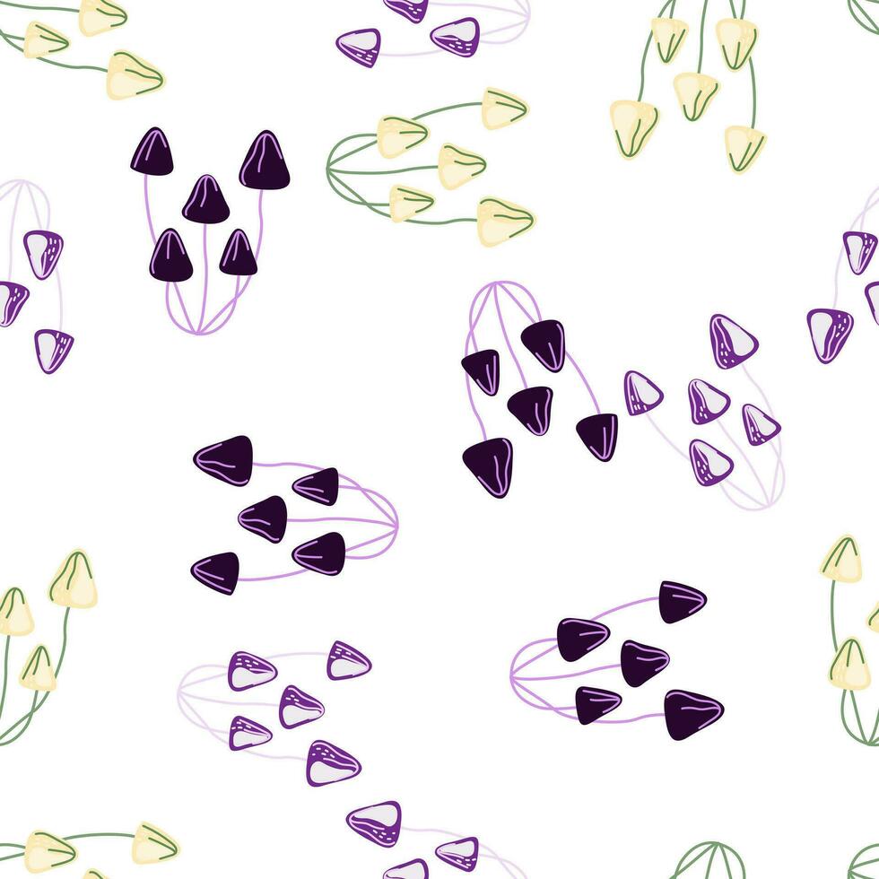 Hand drawn toadstool mushrooms seamless pattern. Magical fly agaric wallpaper. vector
