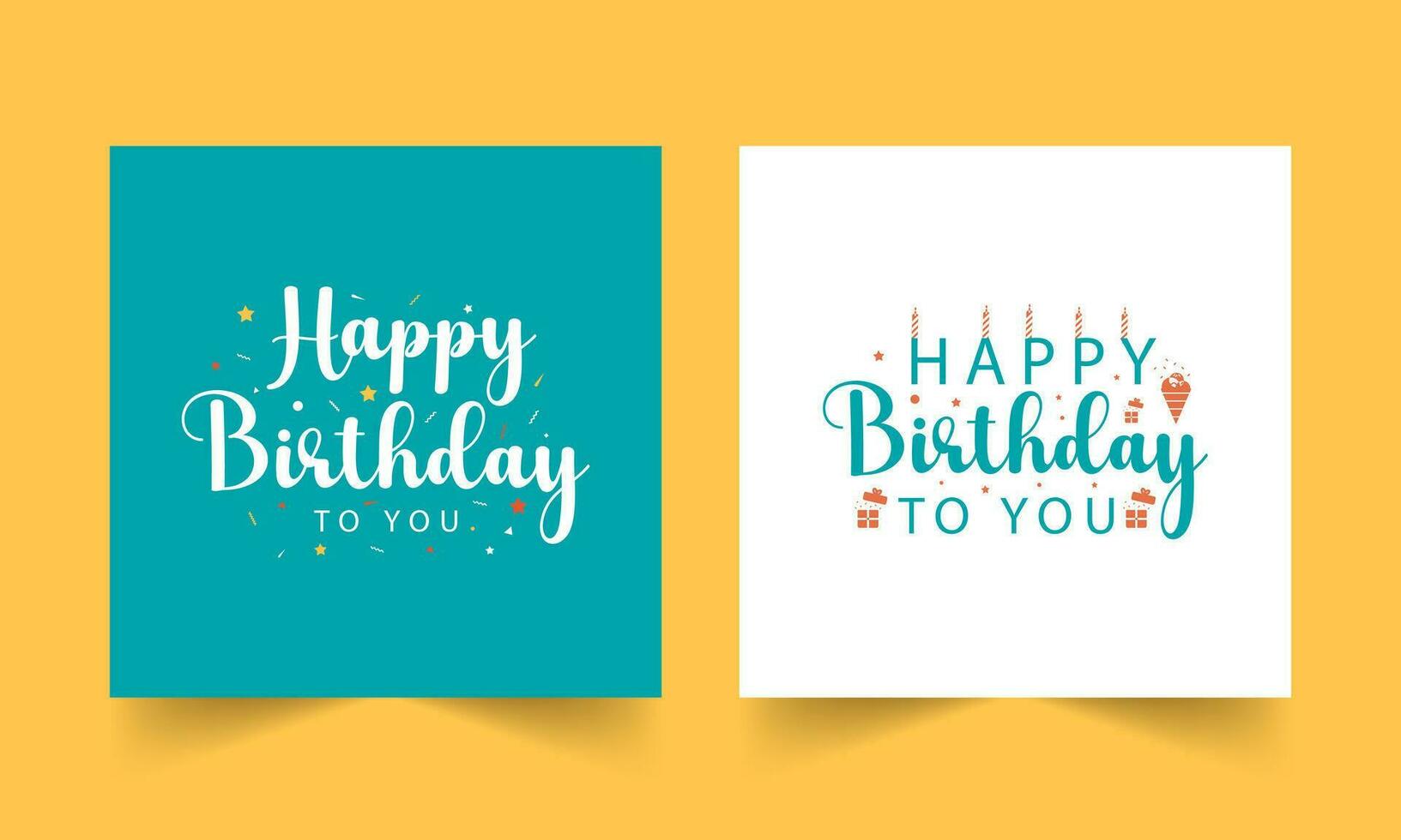 Square hand drawn birthday greeting card and invitation card set vector