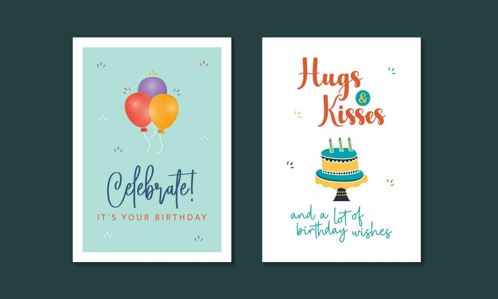 Hand drawn birthday greeting card and invitation card collection vector